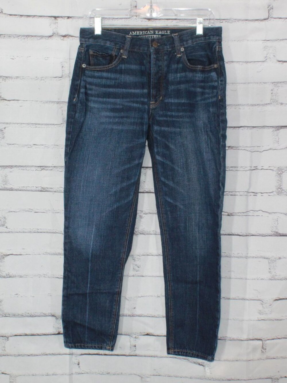 American Eagle Vintage Hi-Rise Jeans Button Fly Mom Denim Dark Wash Size 8